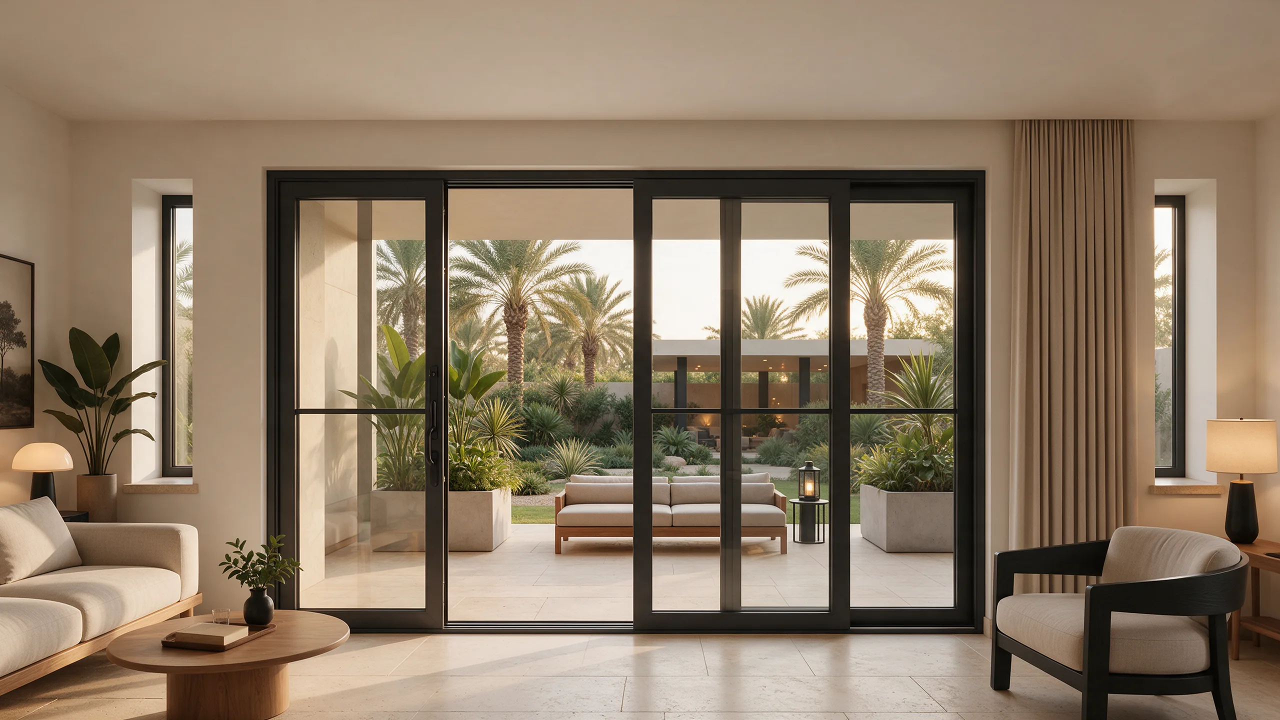 Large lift-and-slide uPVC doors in a living room
